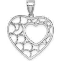 14K White Gold Diamond-Cut Heart Pendant - Elegant and Sparkling Charm by Oro Pregiato