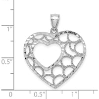 14K White Gold Diamond-Cut Heart Pendant - Elegant and Sparkling Charm by Oro Pregiato