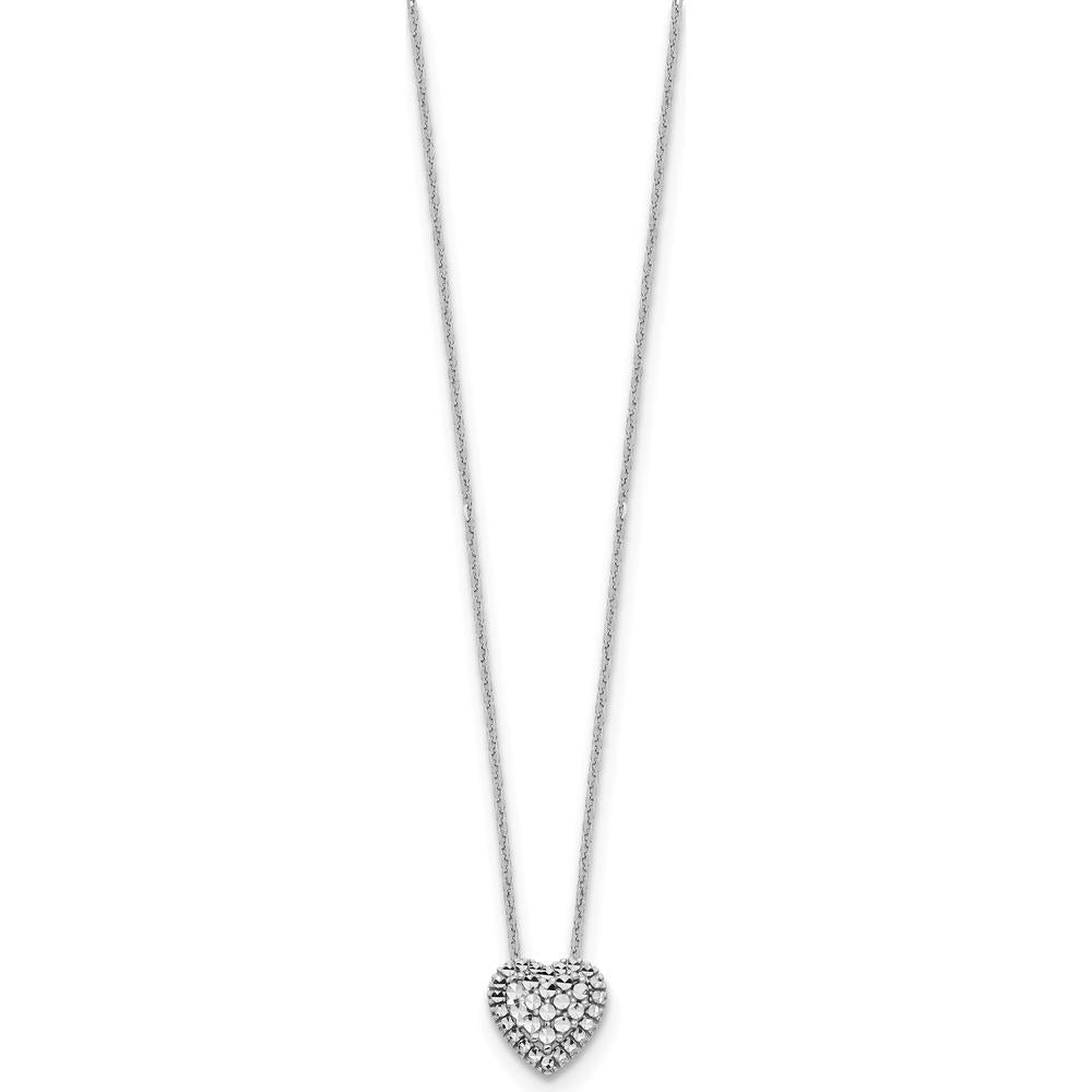 14K White Gold Diamond-Cut Heart Slide Necklace - 18" Chain by 0