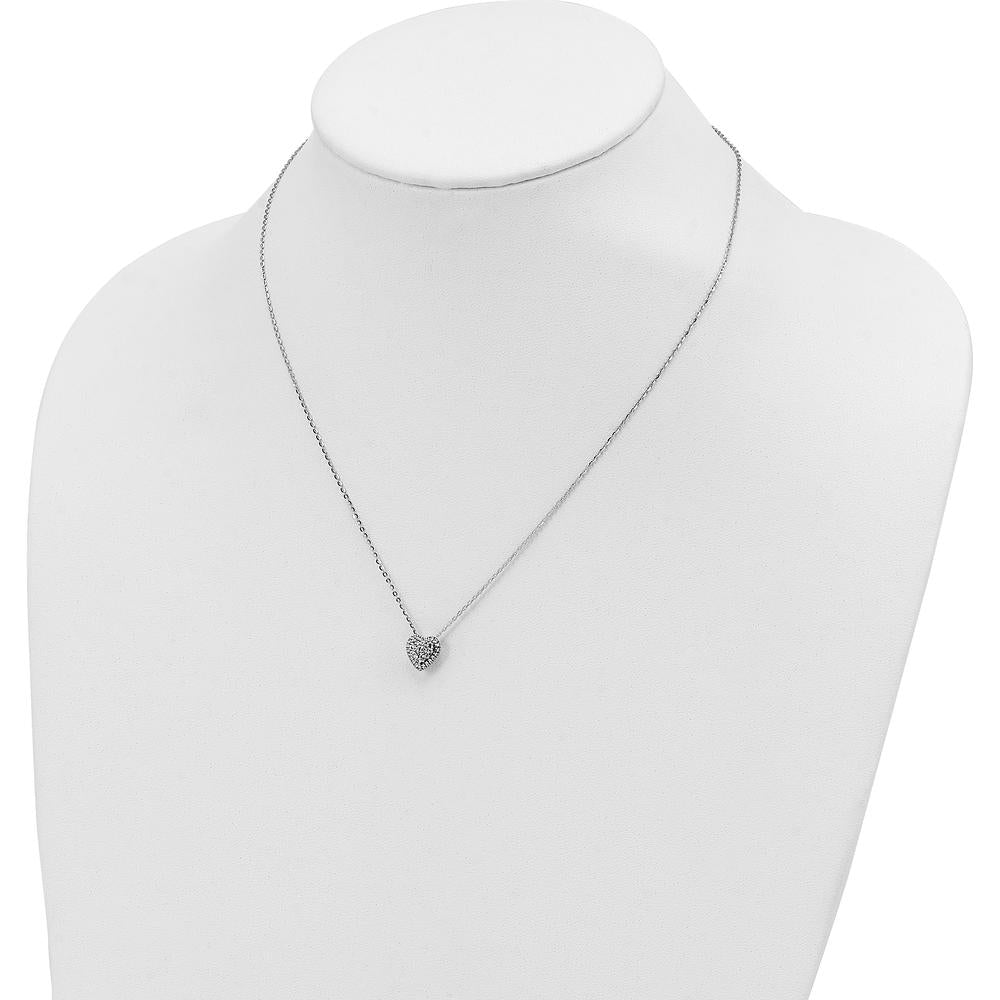 14K White Gold Diamond-Cut Heart Slide Necklace - 18" Chain by 0