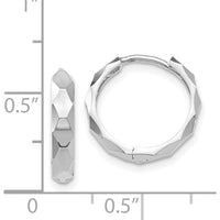 14K White Gold Diamond-Cut Hinged Hoop Earrings - 14mm Width, Rhodium Polished Finish by 0