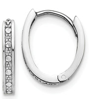 14K White Gold Diamond-Cut Hinged Hoop Earrings with Rhodium Plating - 0.40 Carat Total Diamond Weight by 0