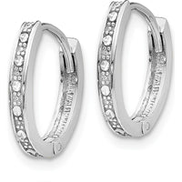 14K White Gold Diamond-Cut Hinged Hoop Earrings with Rhodium Plating - 0.40 Carat Total Diamond Weight by 0