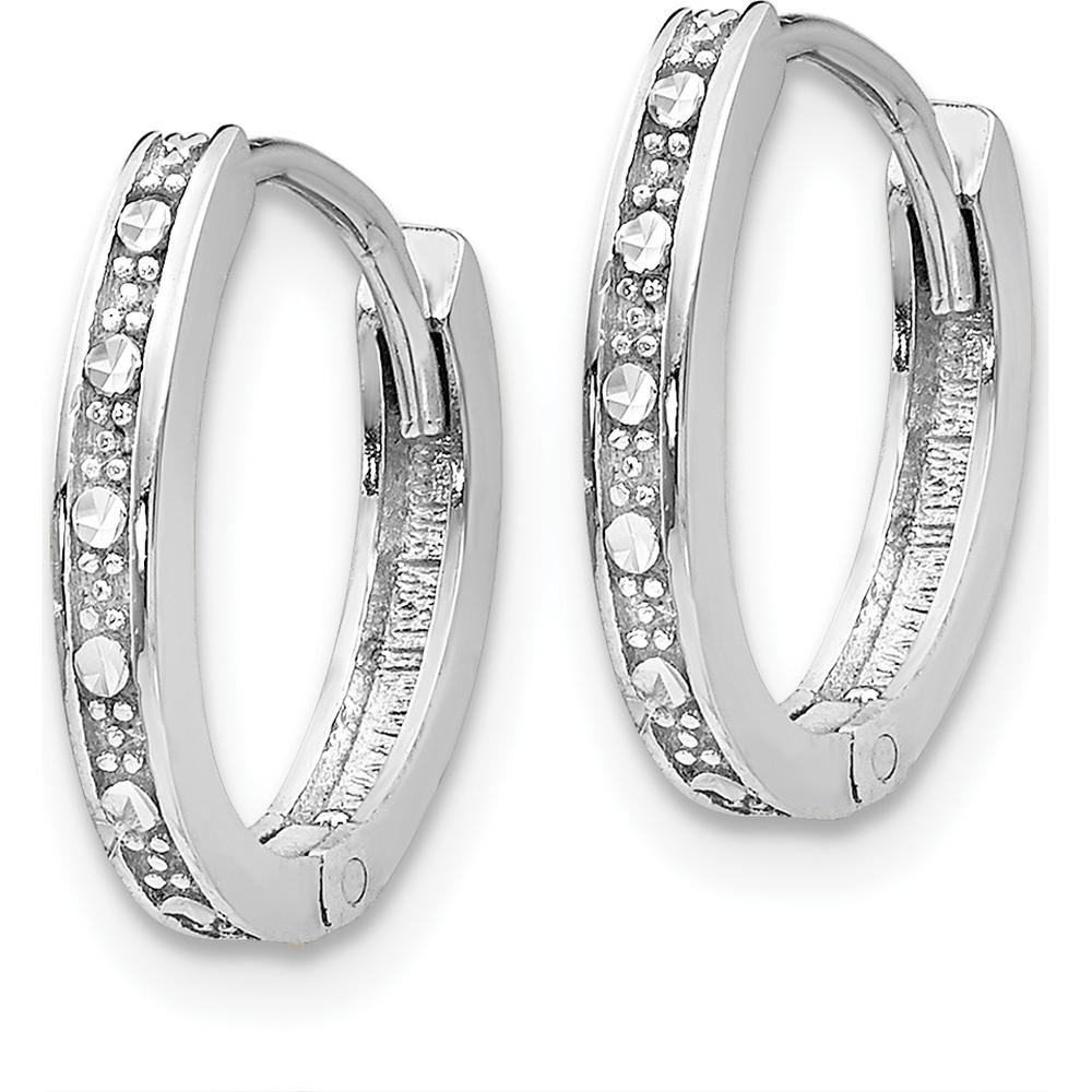 14K White Gold Diamond-Cut Hinged Hoop Earrings with Rhodium Plating - 0.40 Carat Total Diamond Weight by 0