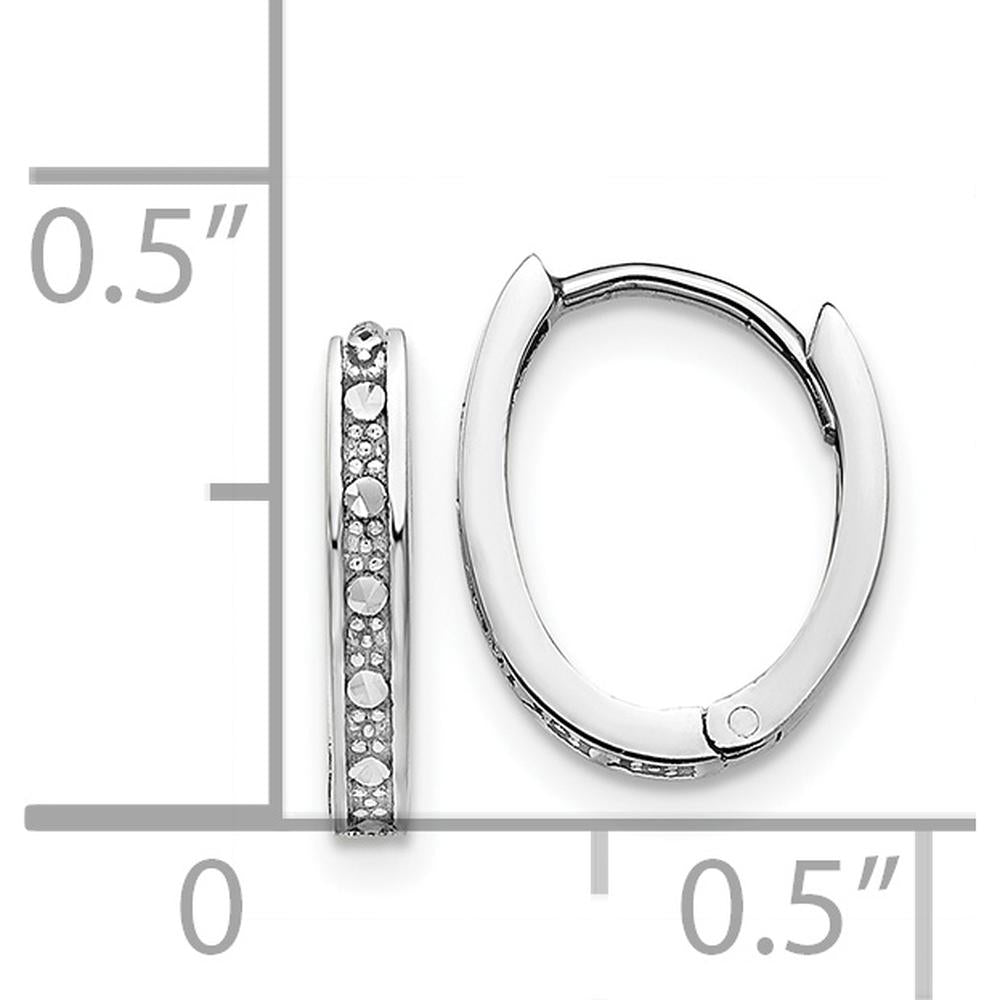 14K White Gold Diamond-Cut Hinged Hoop Earrings with Rhodium Plating - 0.40 Carat Total Diamond Weight by 0