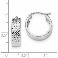 14K White Gold Diamond-Cut Hoop Earrings - 18.19mm Length, Polished Finish by 0