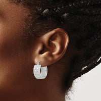 14K White Gold Diamond-Cut Hoop Earrings - Polished Finish by 0