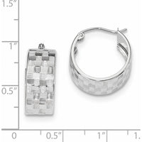 14K White Gold Diamond-Cut Hoop Earrings - Polished Finish by 0