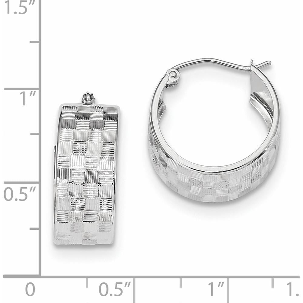 14K White Gold Diamond-Cut Hoop Earrings - Polished Finish by 0