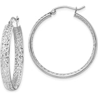 14K White Gold Diamond-Cut In & Out Large Hoop Earrings with Polished Rhodium Finish by 0