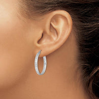14K White Gold Diamond-Cut In & Out Large Hoop Earrings with Polished Rhodium Finish by 0