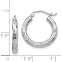 14K White Gold Diamond-Cut Large Hoop Earrings - 25mm in Length by 0