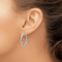 14K White Gold Diamond-Cut Large Hoop Earrings - 28.25mm Length, 27mm Width by 0