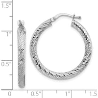 14K White Gold Diamond-Cut Large Hoop Earrings - 28.25mm Length, 27mm Width by 0