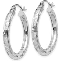 14K White Gold Diamond-Cut Large Hoop Earrings - Polished Finish by 0