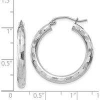 14K White Gold Diamond-Cut Large Hoop Earrings - Polished Finish by 0