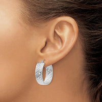 14K White Gold Diamond Cut Large Hoop Earrings - Polished Finish by 0