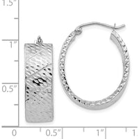 14K White Gold Diamond Cut Large Hoop Earrings - Polished Finish by 0
