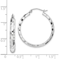14K White Gold Diamond-Cut Large Hoop Earrings with Polished Rhodium Finish by 0