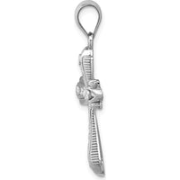 14K White Gold Diamond-Cut Polished Cross Pendant with Rhodium Plating by Oro Pregiato