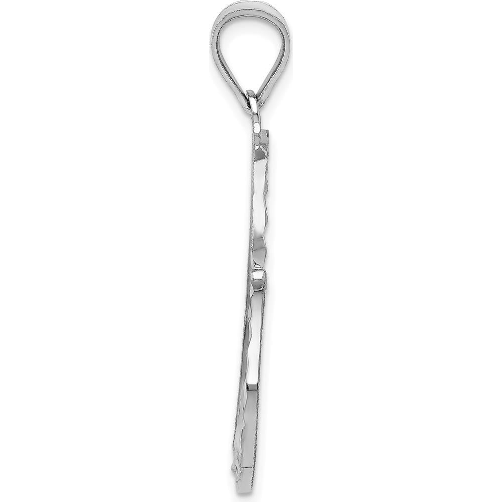 14K White Gold Diamond-Cut Reversible Heart Pendant - 38mm Length by Oro Pregiato