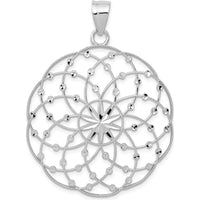 14K White Gold Diamond-Cut Spiral Circle Pendant - Rhodium-Plated by Oro Pregiato