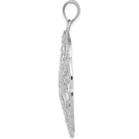 14K White Gold Diamond-Cut Spiral Circle Pendant - Rhodium-Plated by Oro Pregiato