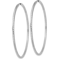 14K White Gold Diamond-Cut Square Tube Endless Hoop Earrings - 55mm Length by 0