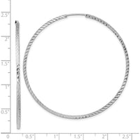14K White Gold Diamond-Cut Square Tube Endless Hoop Earrings - 55mm Length by 0