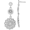 14K White Gold Diamond-Cut Sunflower Style Double Drop Earrings - Rhodium Plated by 0