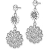 14K White Gold Diamond-Cut Sunflower Style Double Drop Earrings - Rhodium Plated by 0