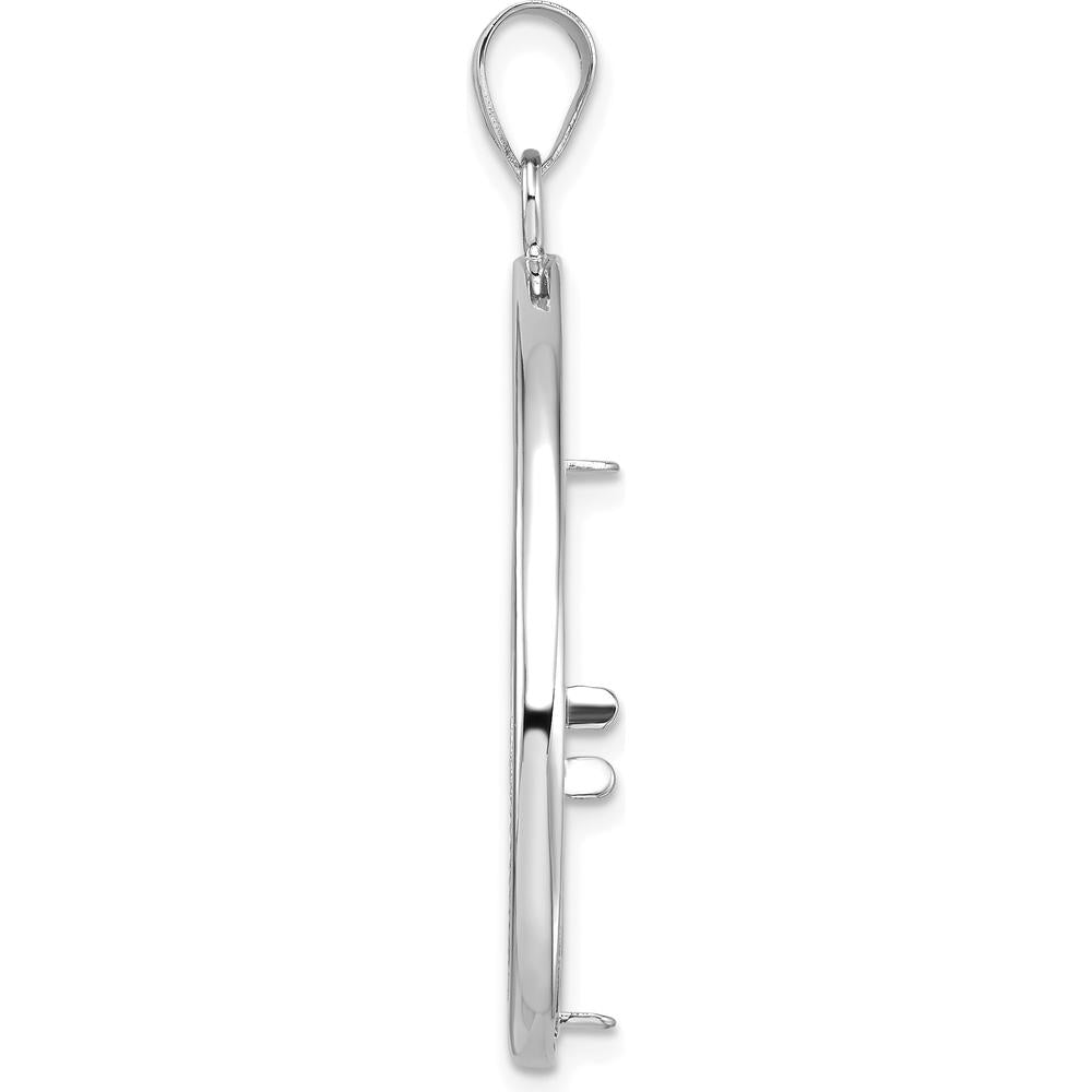 14K White Gold Diamond-Cut Teardrop Coin Bezel Pendant for 1/4 oz. American Eagle Coin - Polished Finish by Numis Coin Jewelry