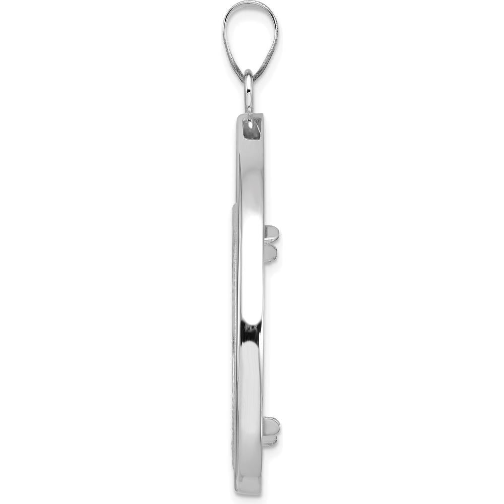14K White Gold Diamond-Cut Teardrop Pendant with Coin Bezel for 1/2 oz. American Eagle Coin Holder - Polished Finish by Numis Coin Jewelry