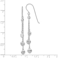 14K White Gold Diamond-Cut Triple Heart Dangle Earrings - 1.00 Carat Total Diamond-Cut Texture by 0