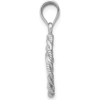 14K White Gold Diamond-cut Virgin Mary Pendant with Polished & Brushed Finish by Oro Pregiato