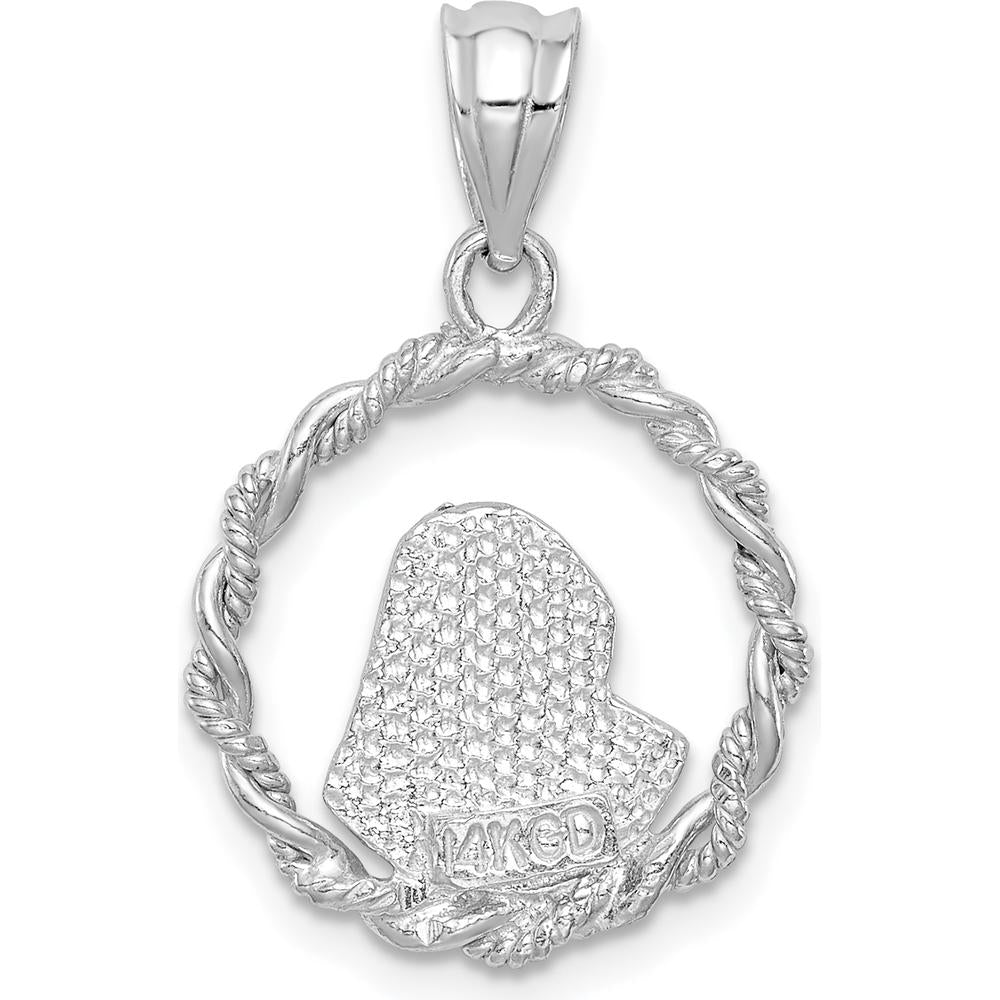 14K White Gold Diamond-cut Virgin Mary Pendant with Polished & Brushed Finish by Oro Pregiato