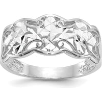 14K White Gold Diamond-cut Wave Fashion Ring with Tapered Band by Oro Pregiato