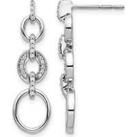 14K White Gold Diamond Dangle Earrings with 40 Round Diamonds - 0.12 Carats Total Diamond Weight by Monteluci Fine Jewelry