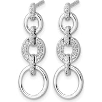 14K White Gold Diamond Dangle Earrings with 40 Round Diamonds - 0.12 Carats Total Diamond Weight by Monteluci Fine Jewelry