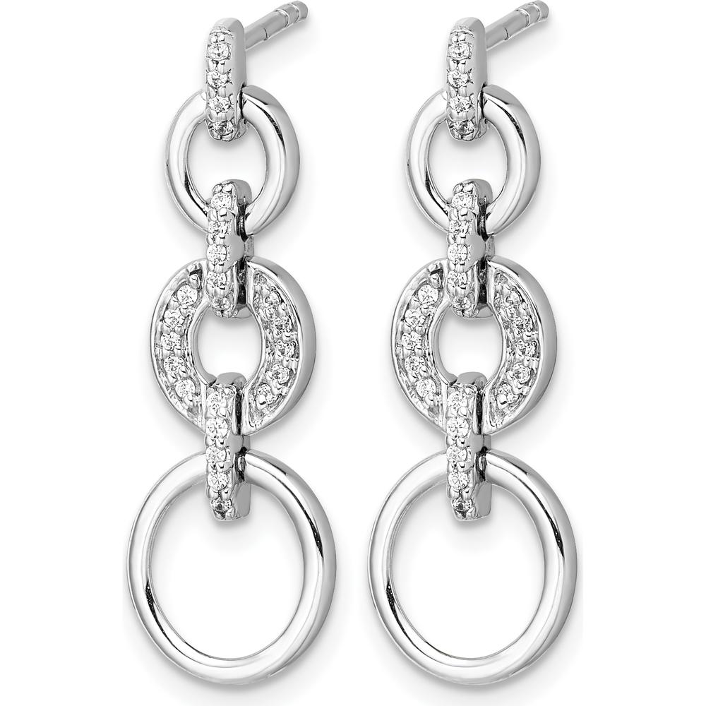 14K White Gold Diamond Dangle Earrings with 40 Round Diamonds - 0.12 Carats Total Diamond Weight by Monteluci Fine Jewelry
