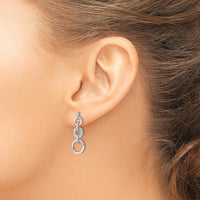 14K White Gold Diamond Dangle Earrings with 40 Round Diamonds - 0.12 Carats Total Diamond Weight by Monteluci Fine Jewelry