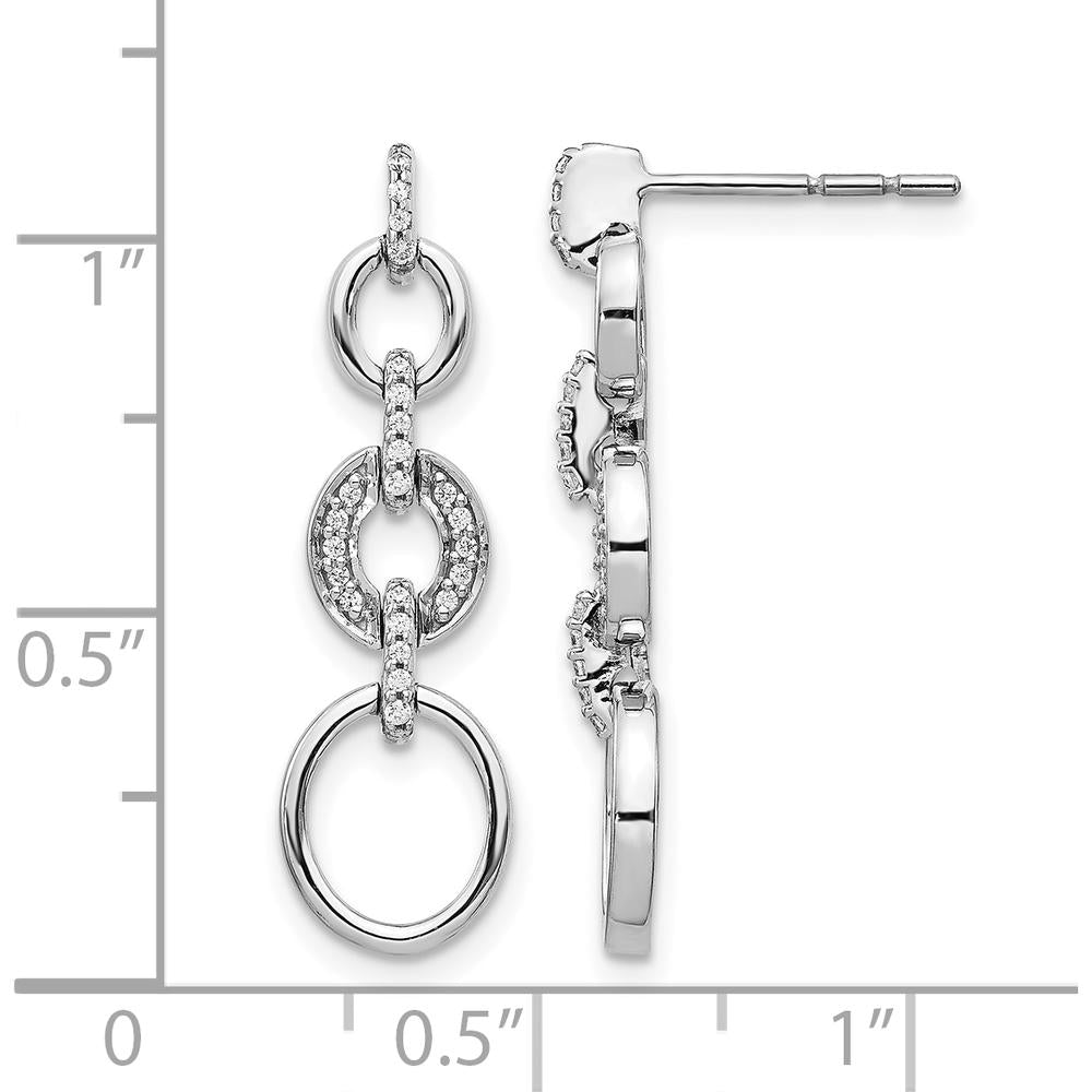 14K White Gold Diamond Dangle Earrings with 40 Round Diamonds - 0.12 Carats Total Diamond Weight by Monteluci Fine Jewelry