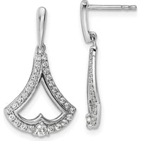 14K White Gold Diamond Dangle Earrings with Round-Cut Diamonds - 0.513 Carat Total Diamond Weight by Oro Pregiato