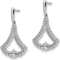 14K White Gold Diamond Dangle Earrings with Round-Cut Diamonds - 0.513 Carat Total Diamond Weight by Oro Pregiato