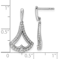 14K White Gold Diamond Dangle Earrings with Round-Cut Diamonds - 0.513 Carat Total Diamond Weight by Oro Pregiato