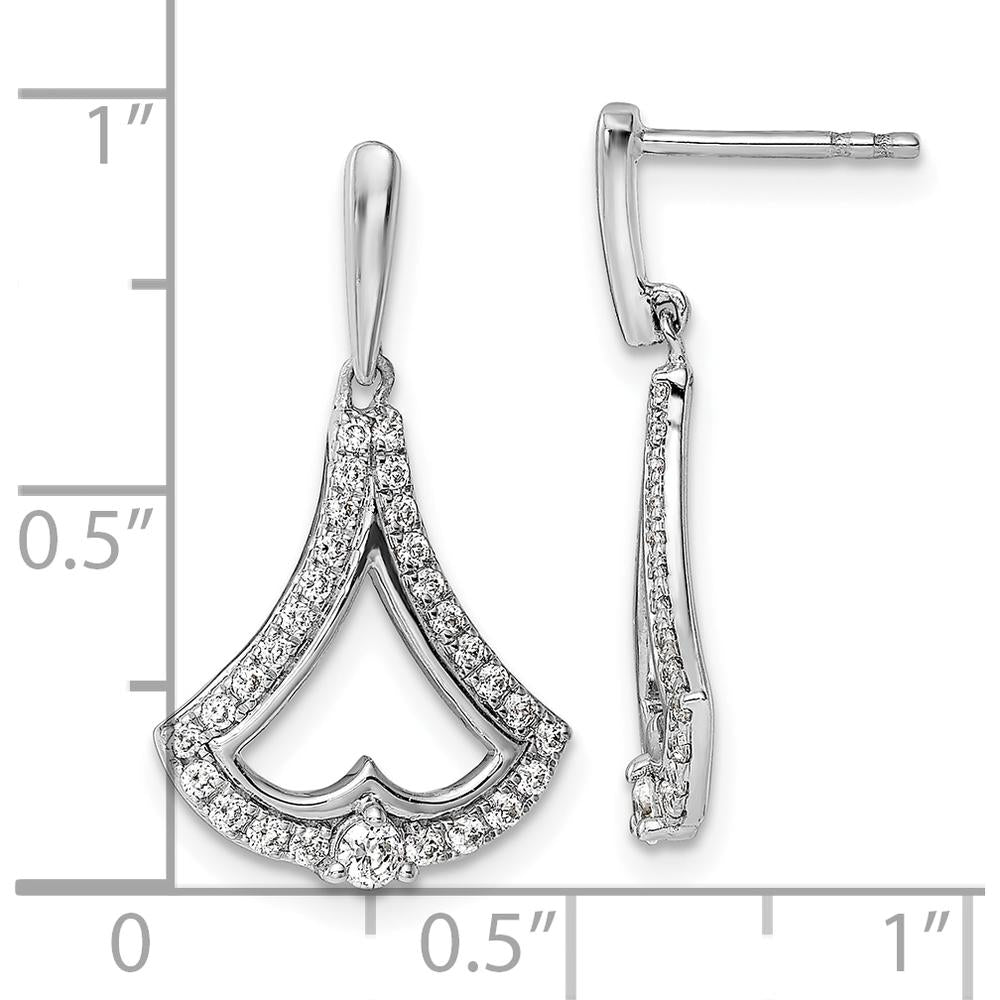 14K White Gold Diamond Dangle Earrings with Round-Cut Diamonds - 0.513 Carat Total Diamond Weight by Oro Pregiato