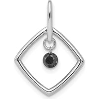 14K White Gold Diamond Dangle Square Pendant with 0.15 Carat Round Black Diamond by Monteluci Fine Jewelry