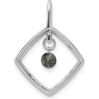 14K White Gold Diamond Dangle Square Pendant with 0.15 Carat Round Black Diamond by Monteluci Fine Jewelry