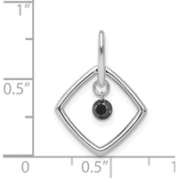 14K White Gold Diamond Dangle Square Pendant with 0.15 Carat Round Black Diamond by Monteluci Fine Jewelry