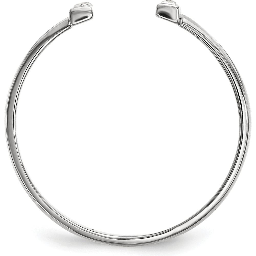 14K White Gold Diamond Double Bar Ring with 12 Round Diamonds - 0.096 Carat Total Diamond Weight by Oro Pregiato